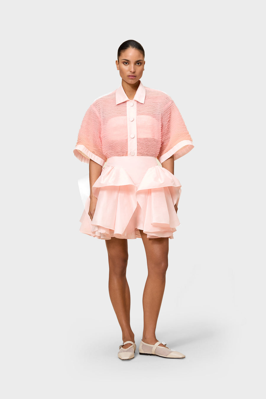 TUCK UP TAFFETA MINI SKIRT