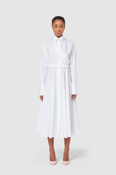 Oversized Shirt Wrap Dress In Grey | Designer Dress By