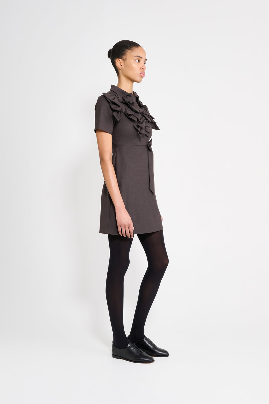 BOW BOUQUET WOOL POLO DRESS