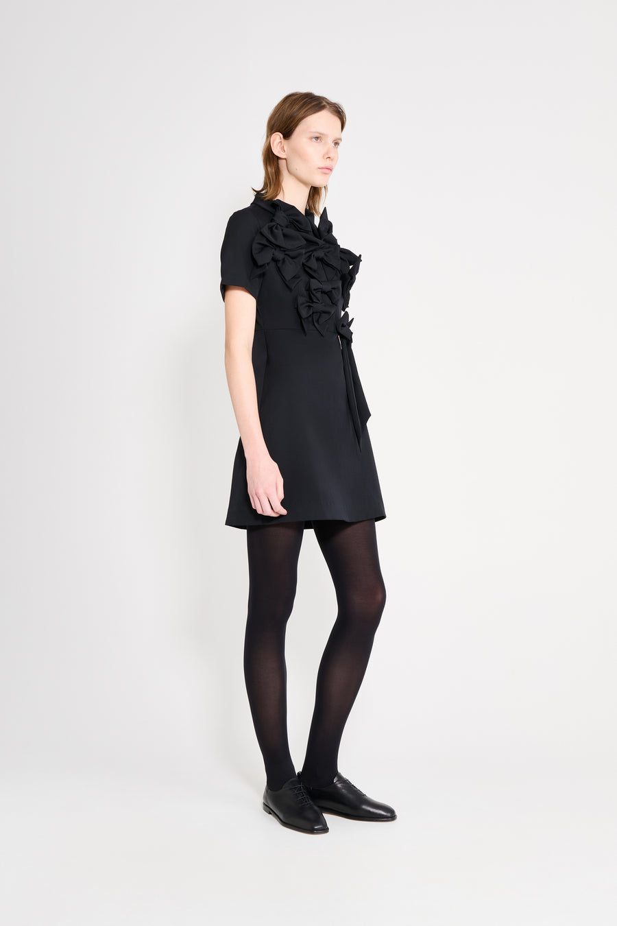 BOW BOUQUET WOOL POLO DRESS