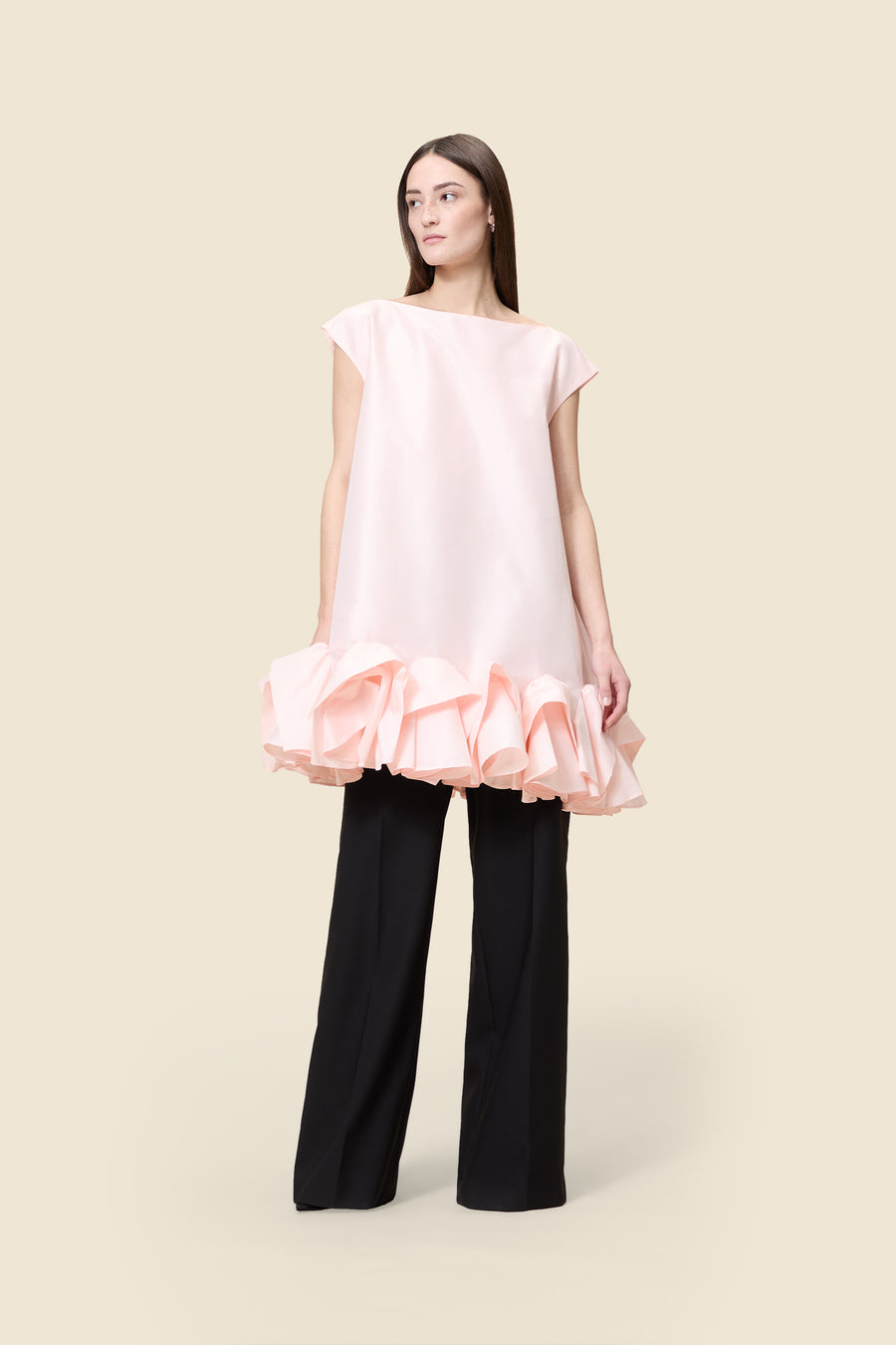 TUCK UP TAFFETA MINI DRESS