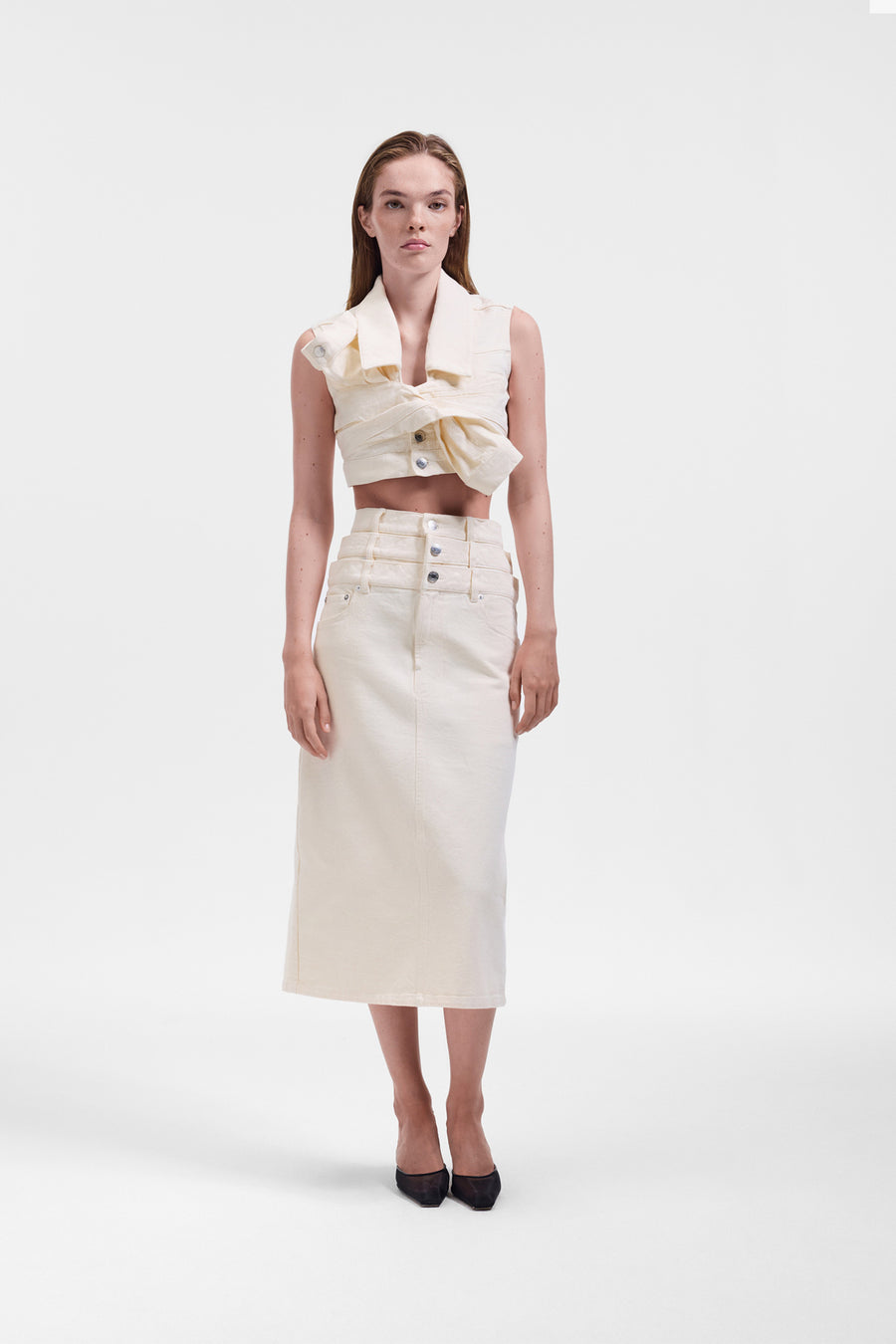 MULTI-LAYERED DENIM SKIRT