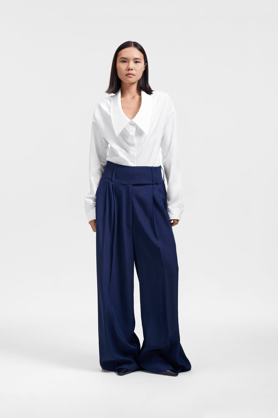 DRAGGED LINEN-SILK BLEND TROUSERS