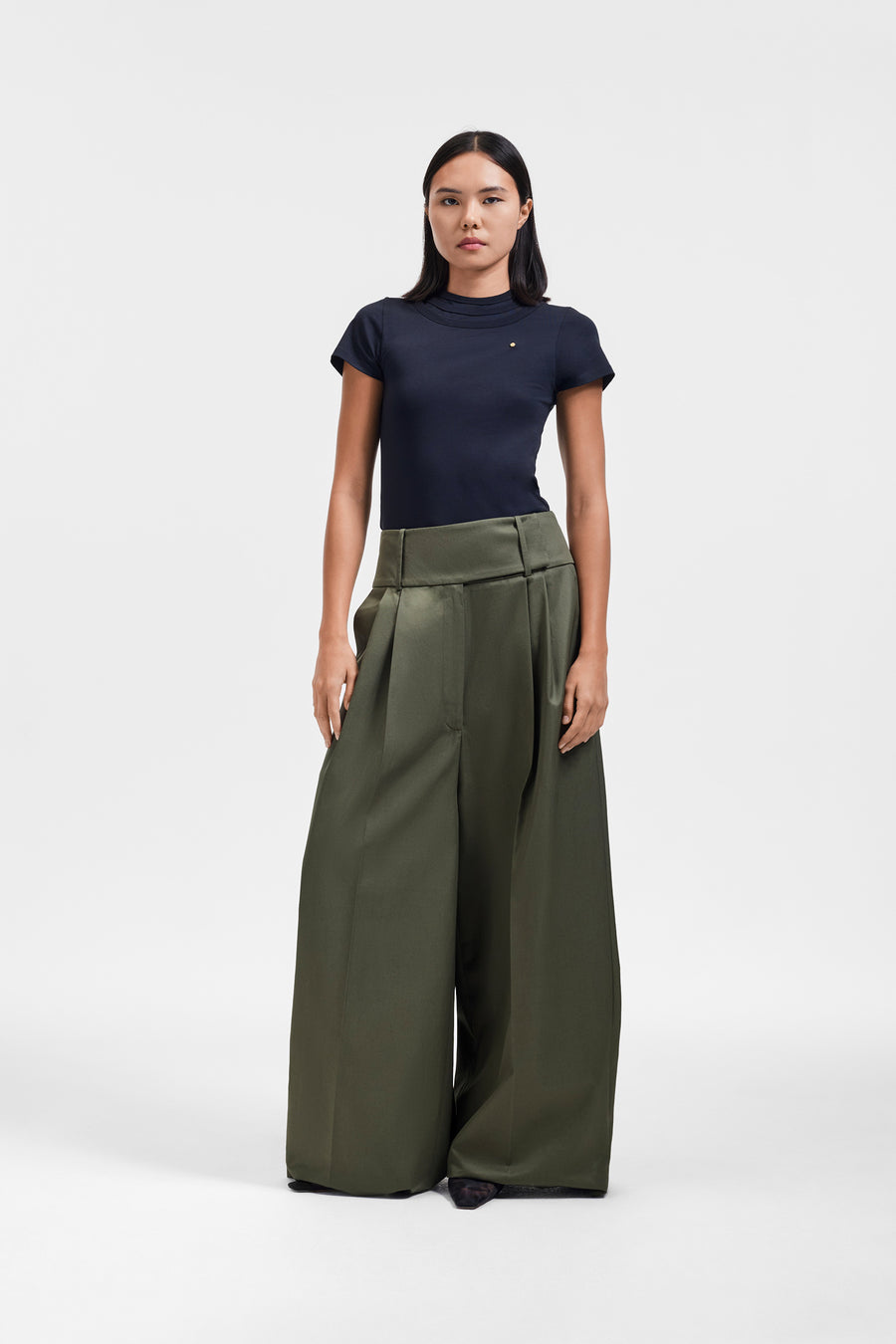 DRAGGED GABARDINE TROUSERS