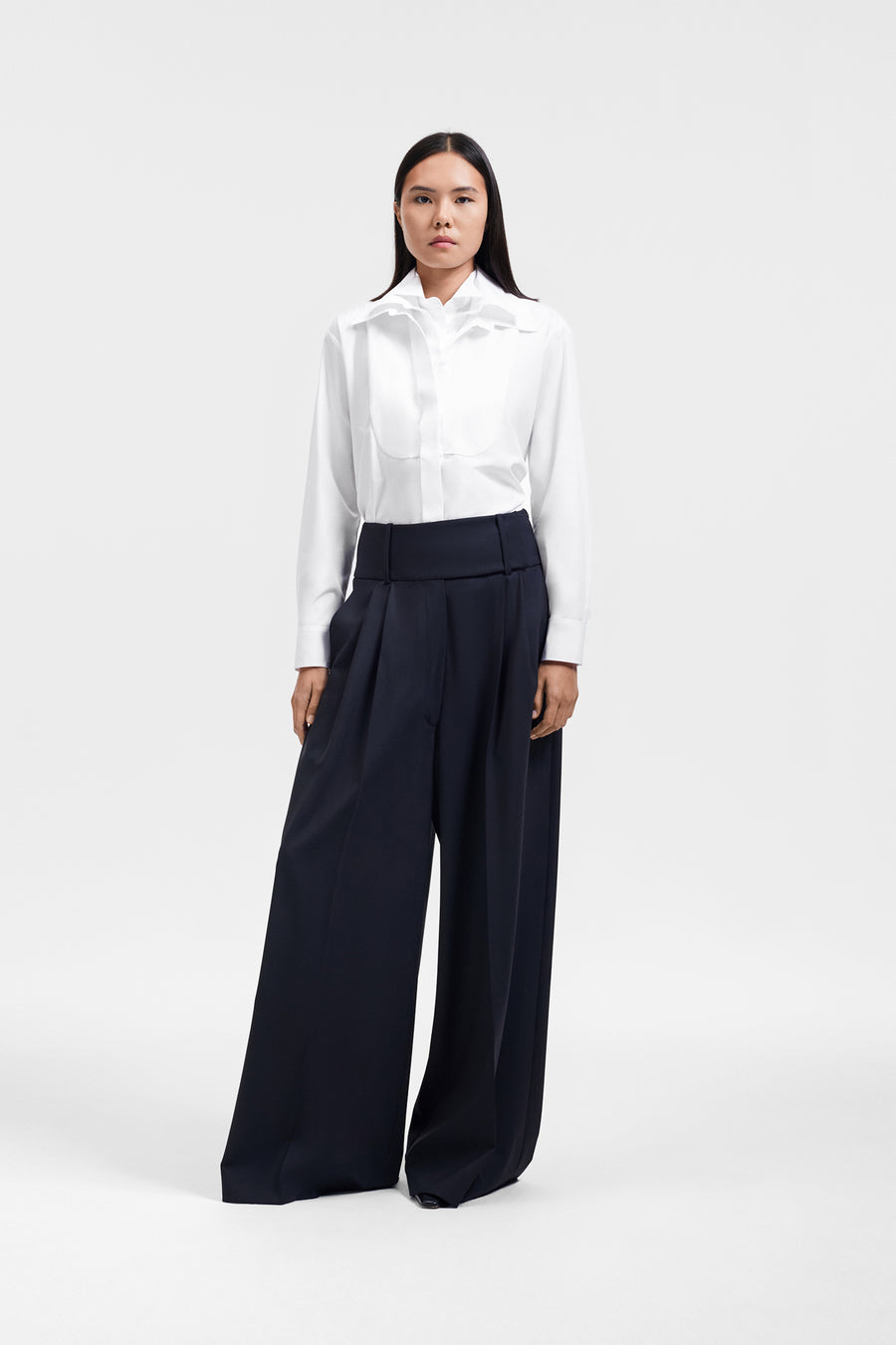 DRAGGED WOOL-BLEND TROUSERS