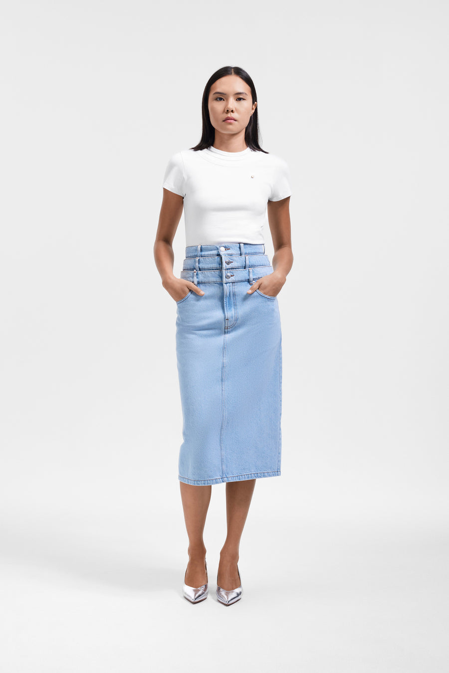MULTI-LAYERED DENIM SKIRT