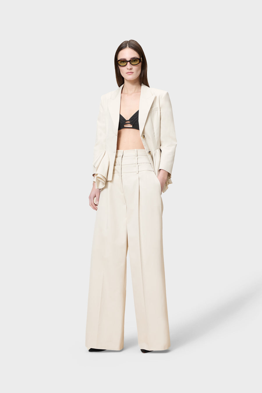 MULTI-LAYERED GABARDINE TROUSERS