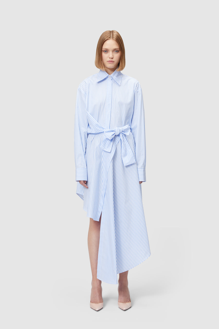 ASYMMETRICAL WRAP SHIRT DRESS