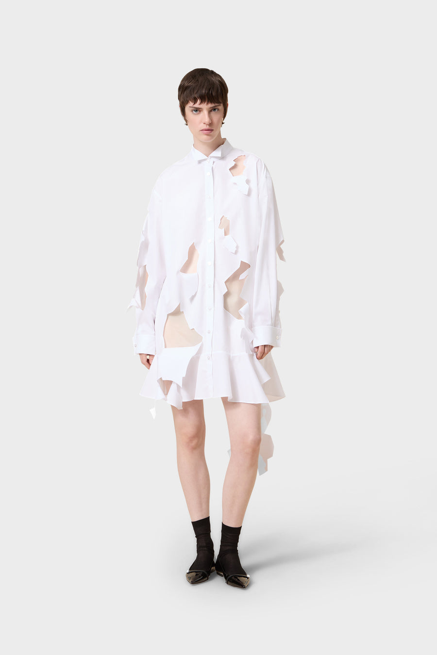 CUT OUT POPLIN SHIRT
