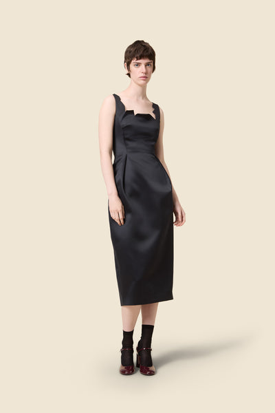 bhldn square-neck back-slit slim satin midi dress NECK CUT – Viktor&Rolf minimal shirt dress Plus Size Round Neck SIZE:Size 38