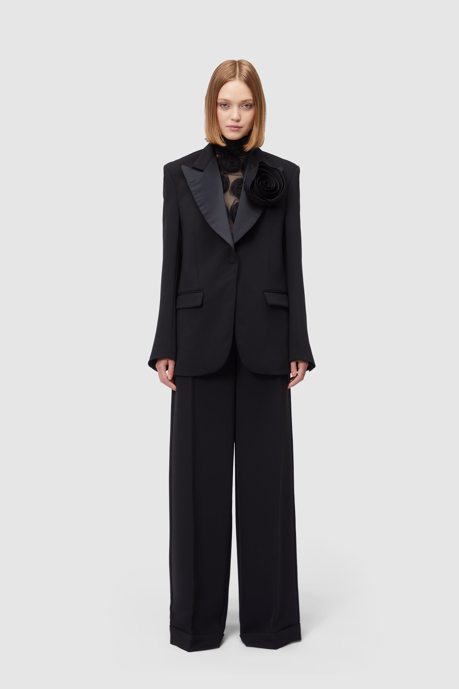 ROSE APPLIQUE BLACK TUXEDO BLAZER – Viktor&Rolf