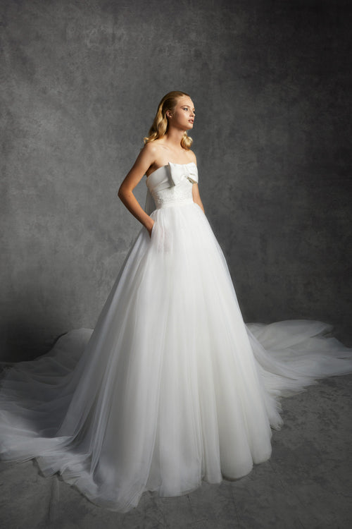 VRM358 - SOPHISTICATED BOW TULE JURK
