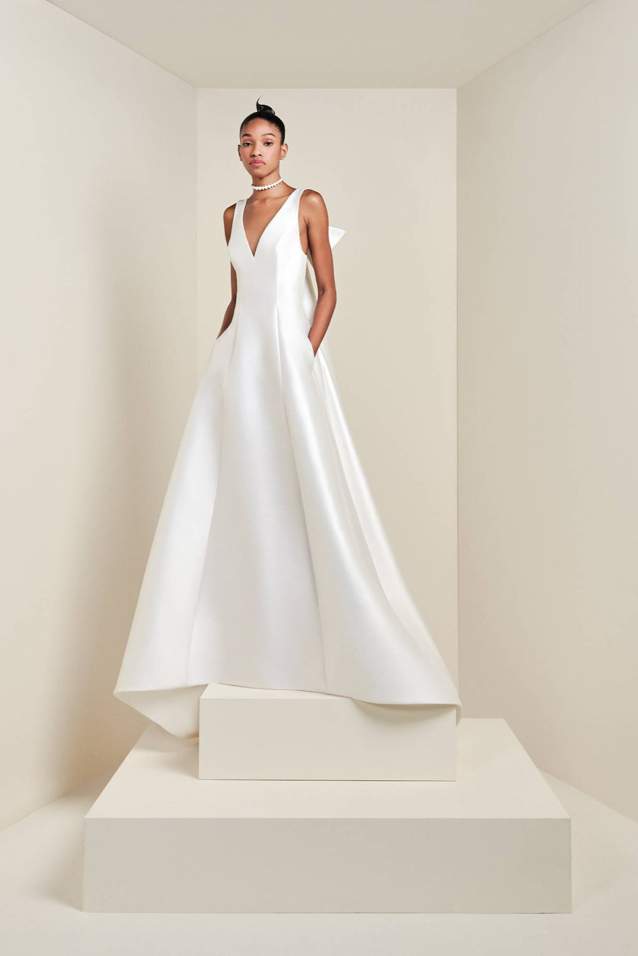 VRM438 – DRAMATIC WATTEAU A-LINE GOWN