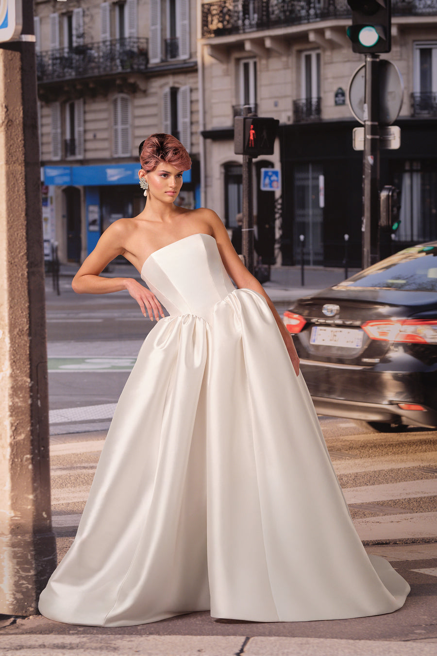 VRM492 - SCULPTED BASQUE  A-LINE GOWN