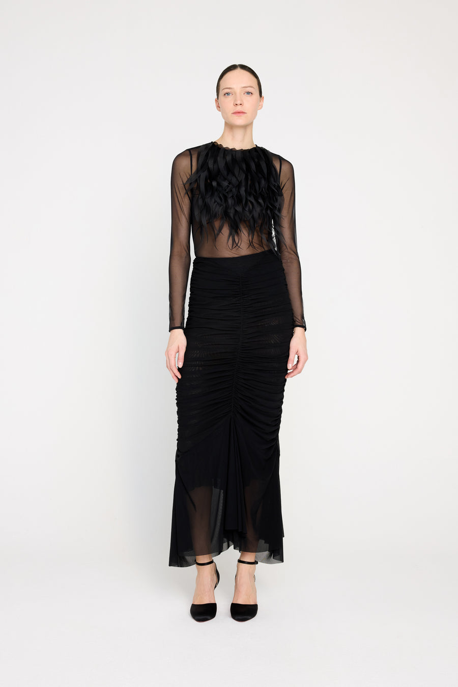 MESH JERSEY MERMAID SKIRT