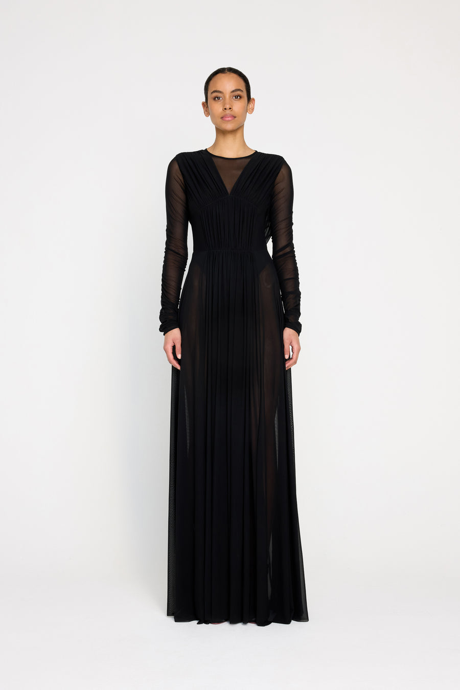 MESH WRAP DRESS LONG