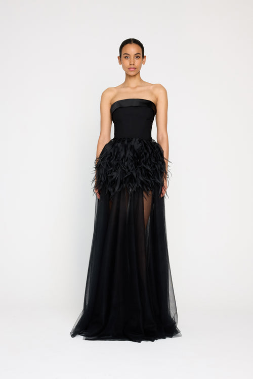 FEATHER HIP GOWN