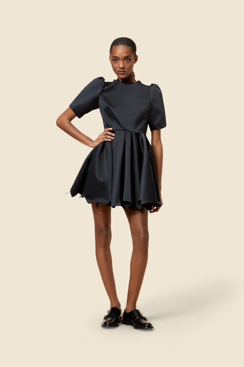 HEM CUT SATIN MINI DRESS
