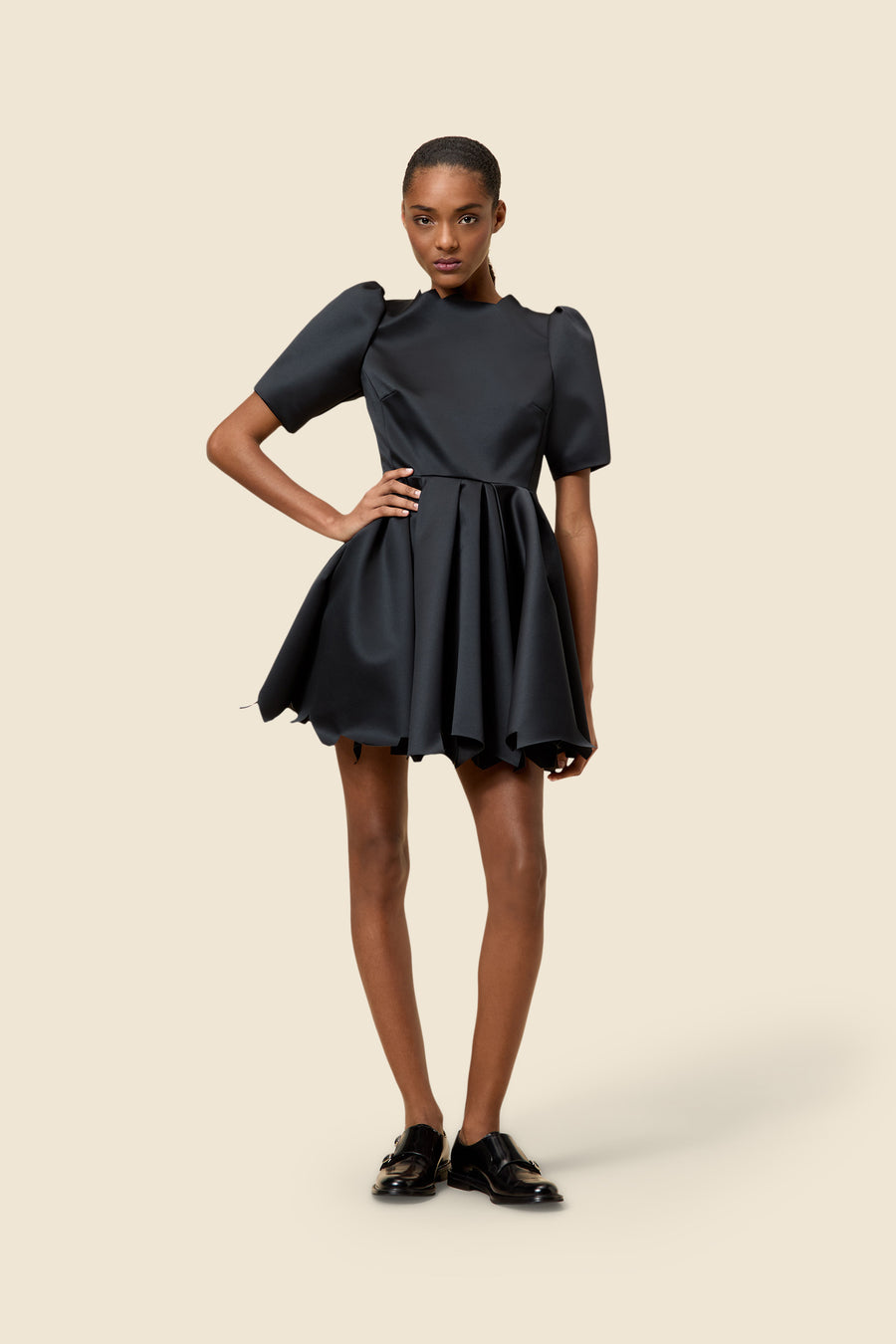 HEM CUT SATIN MINI DRESS