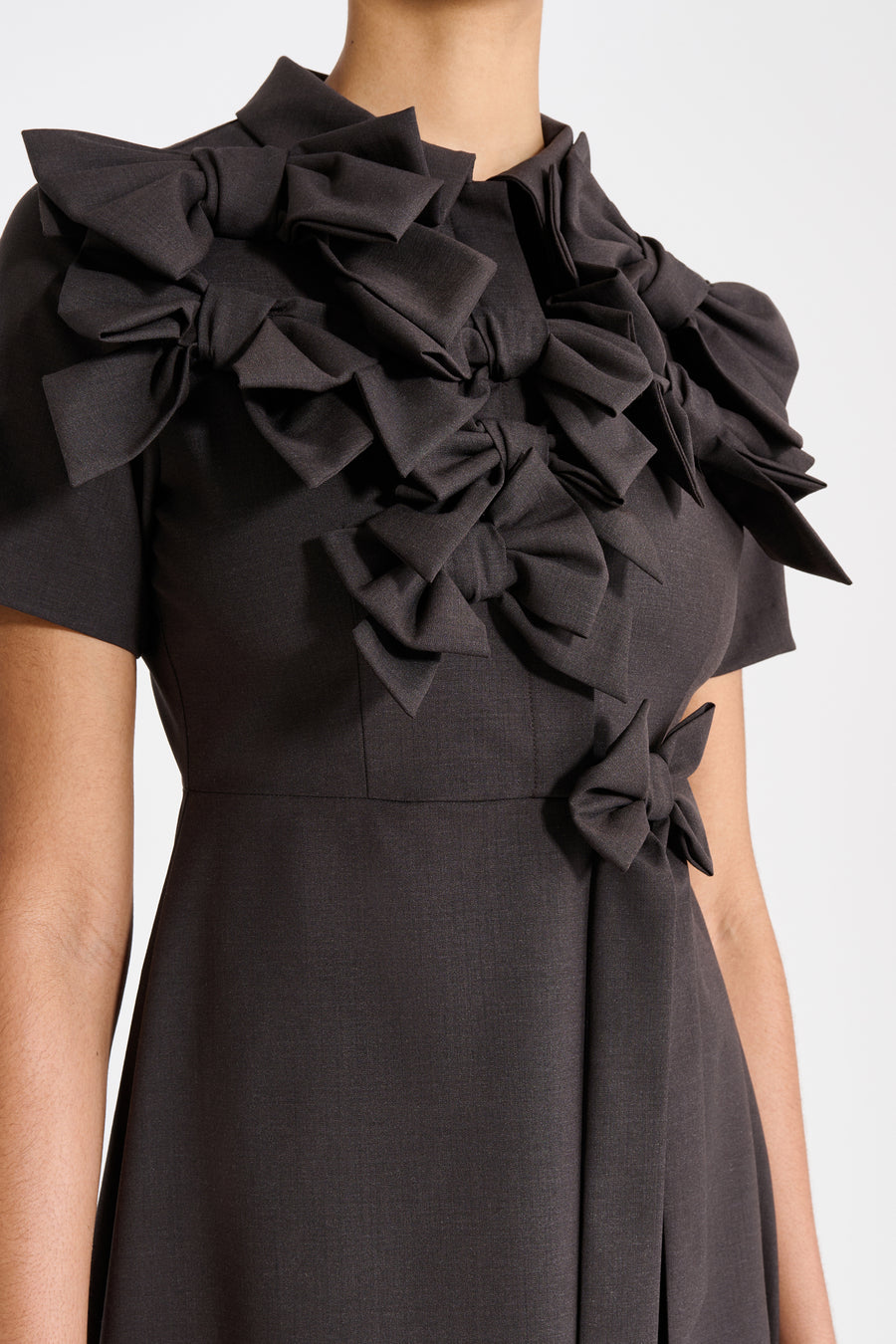 BOW BOUQUET WOOL POLO DRESS