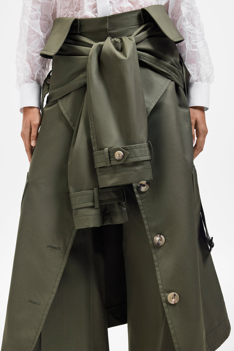 SLEEVE TIE GABARDINE WRAP TROUSERS