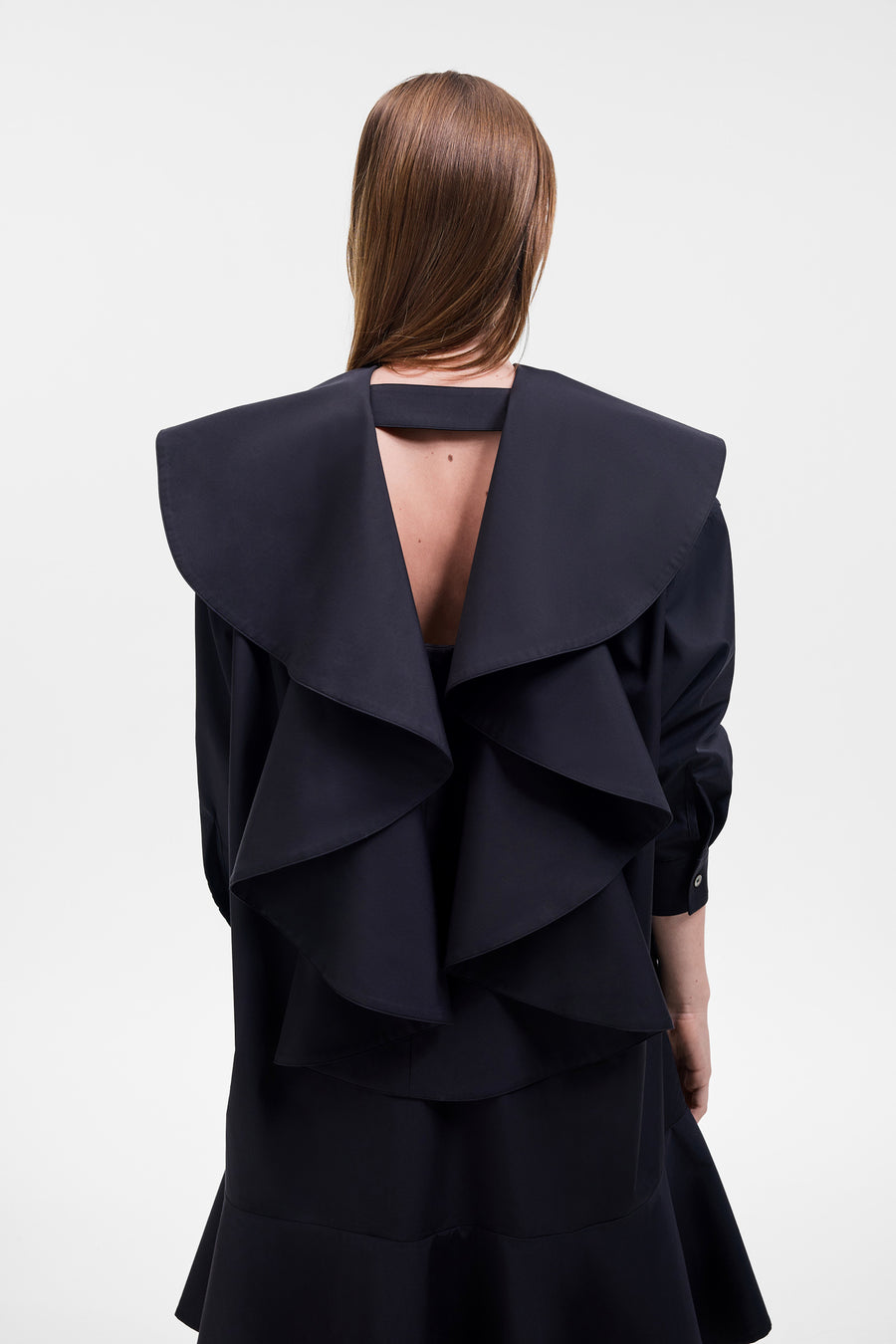 VOLANT DETAIL POPLIN SHIRT DRESS