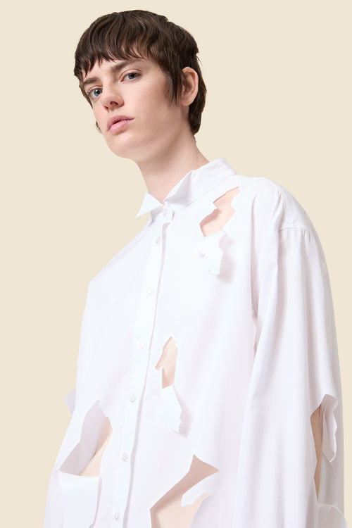 Viktor&Rolf cut out white poplin shirt, lazer cut out shirt