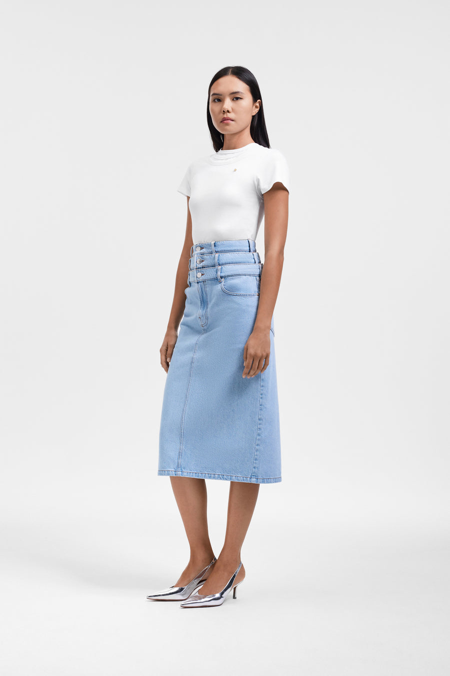 MULTI-LAYERED DENIM SKIRT