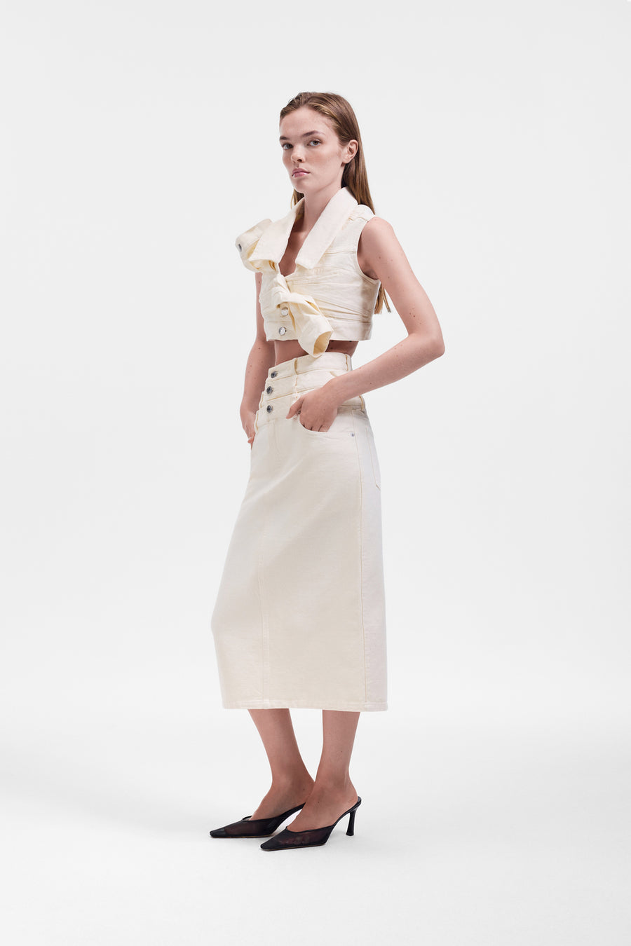 MULTI-LAYERED DENIM SKIRT