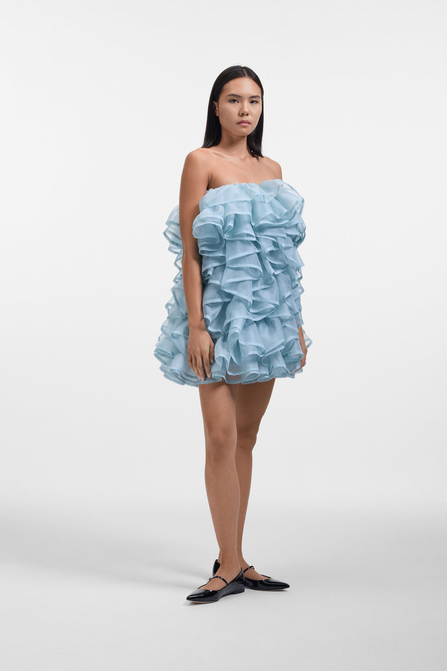ALL-OVER VOLANTS ORGANZA MINI DRESS