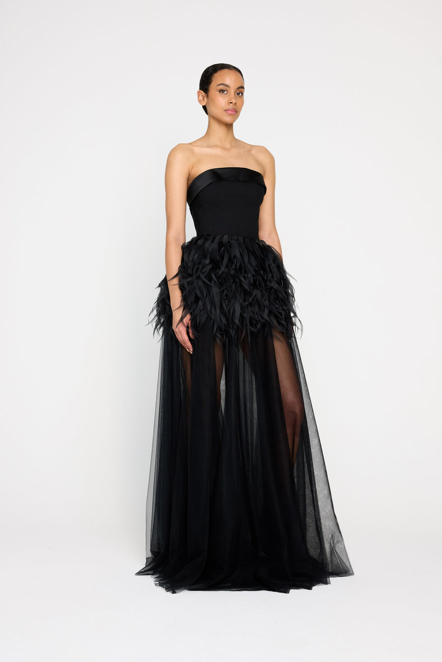 FEATHER HIP GOWN