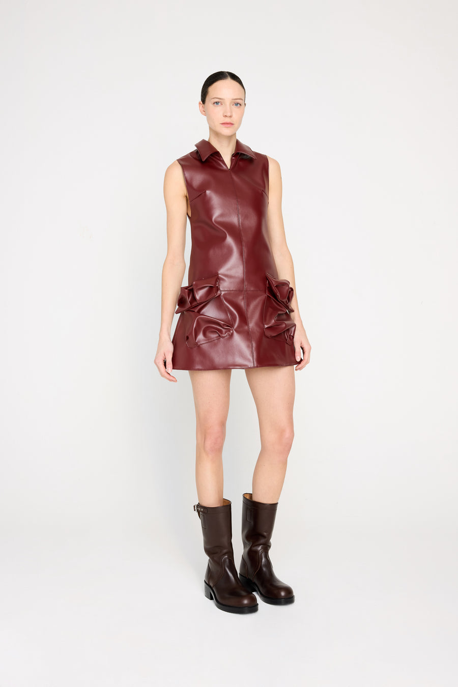 LEATHER POCKET MINI DRESS