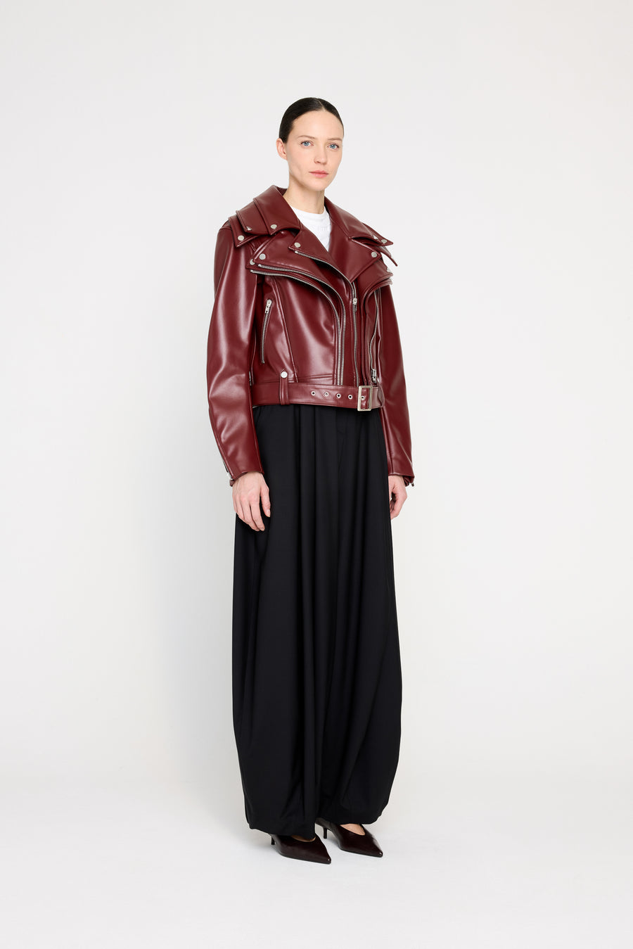 MULTI-LAYERED LEATHER BIKER JACKET
