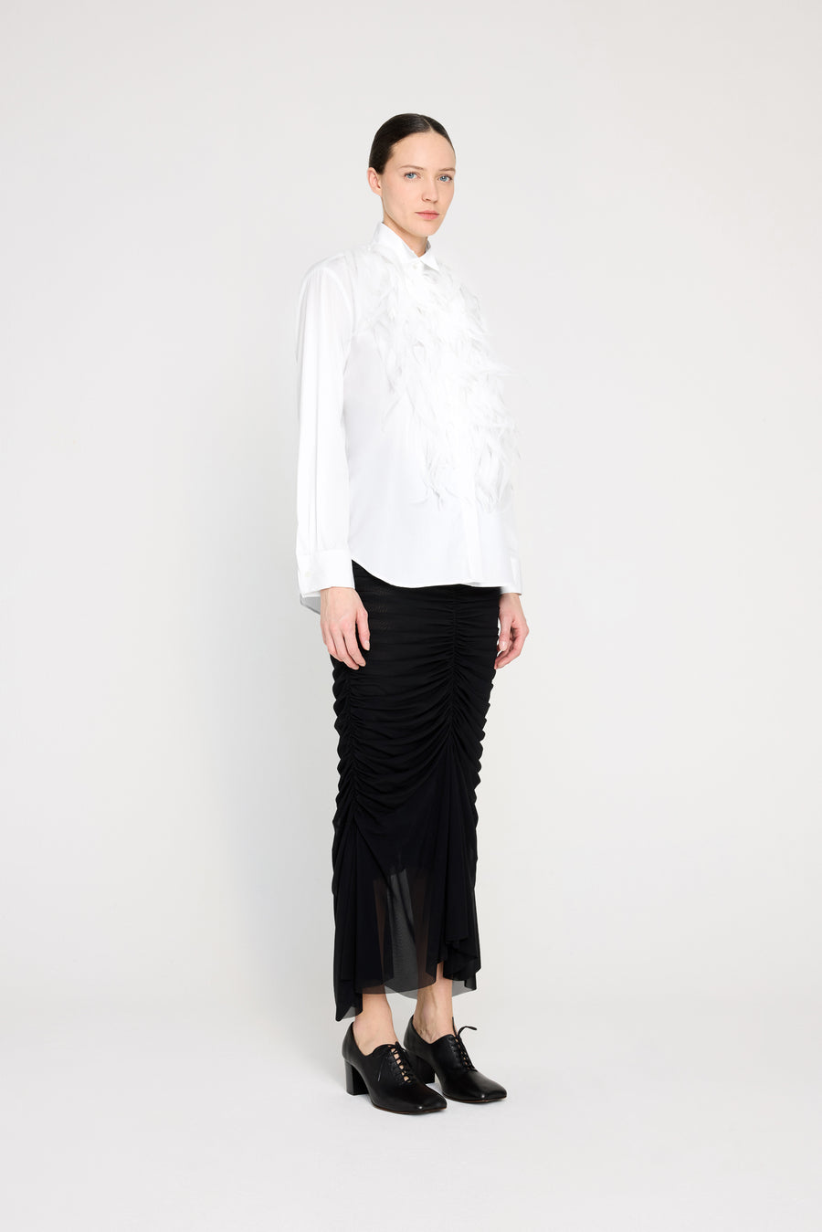 FEATHER TUXEDO PLASTRON SHIRT