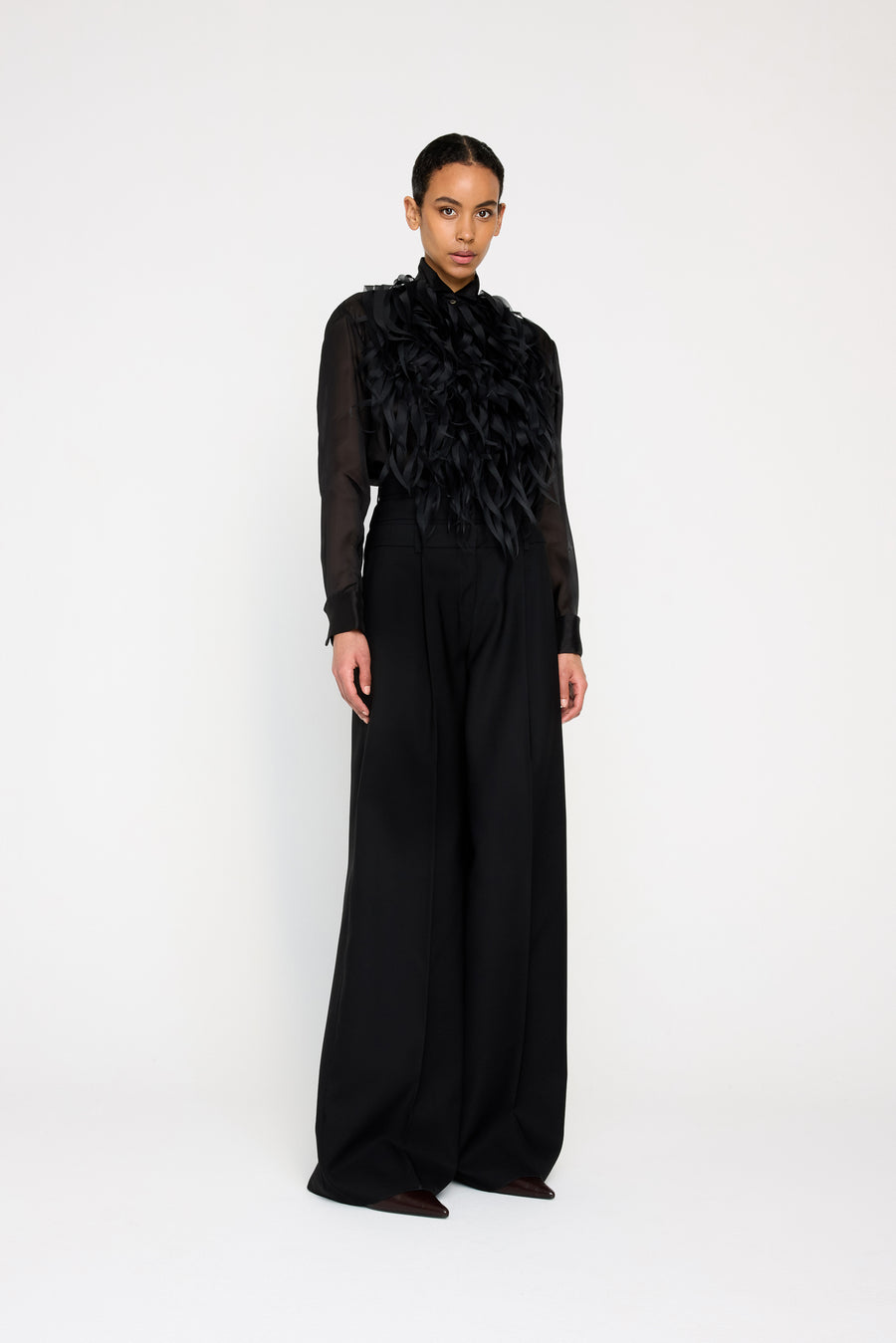 FEATHER TUXEDO PLASTRON SHIRT
