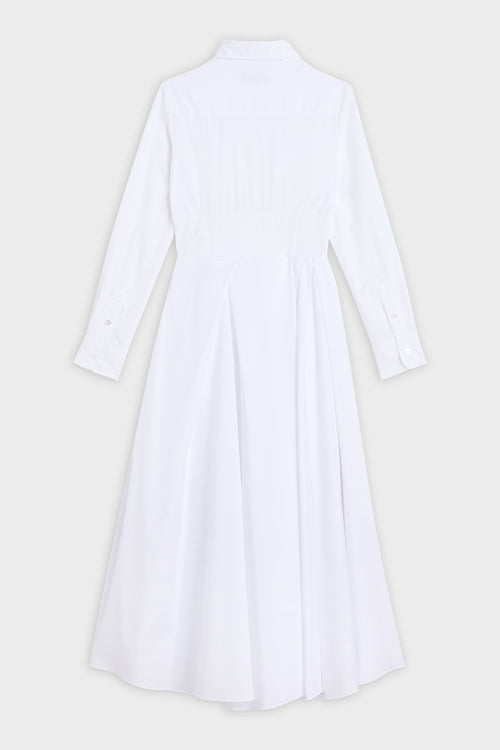 PLEATED POPLIN SHIRT DRESS