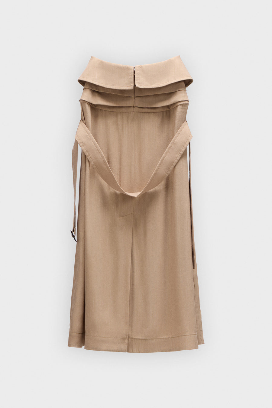 SLEEVE TIE LINEN-SILK BLEND MIDI SKIRT