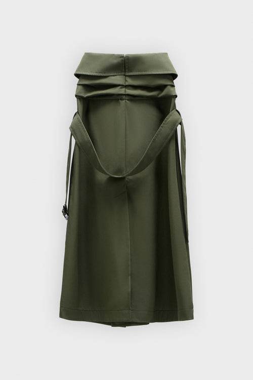 SLEEVE TIE GABARDINE MIDI SKIRT