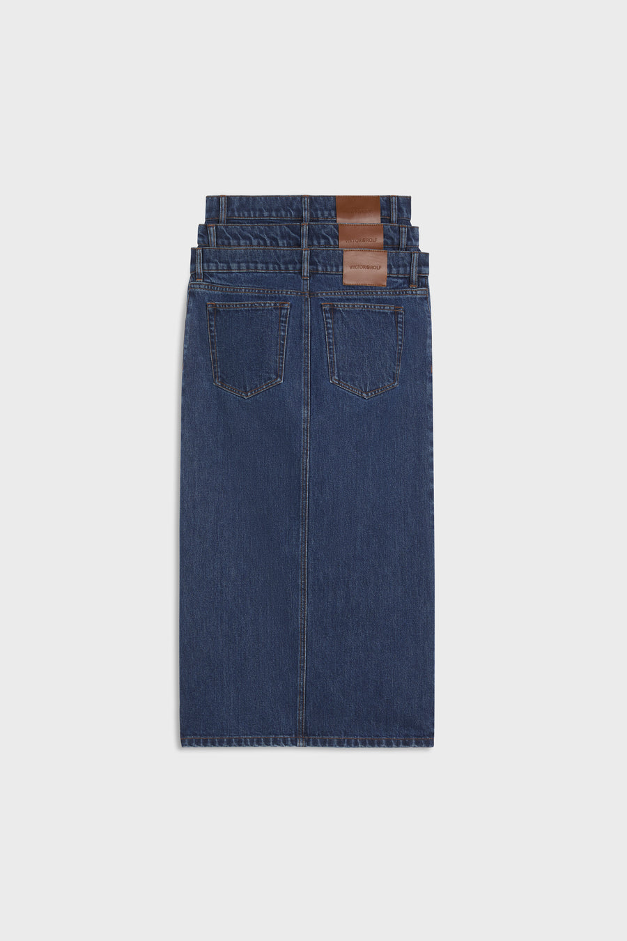 MULTI-LAYERED LONG DENIM SKIRT
