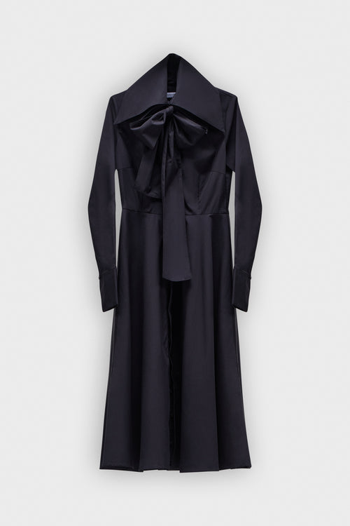 MULTI-LAYERED LONG SLEEVE POPLIN SHIRT DRESS