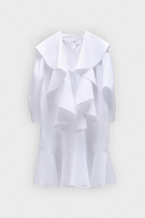 VOLANT DETAIL POPLIN SHIRT DRESS