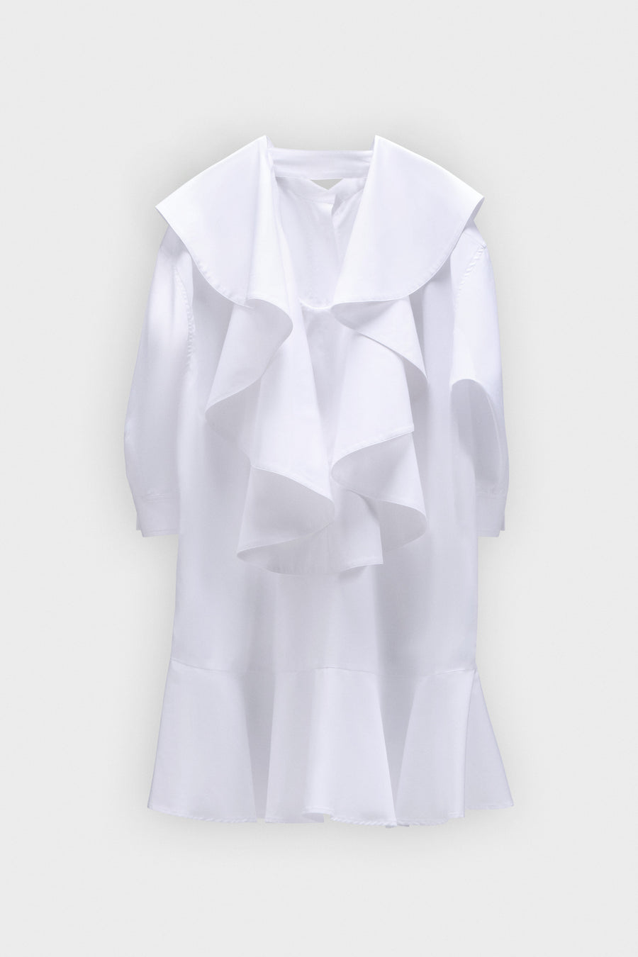 VOLANT DETAIL POPLIN SHIRT DRESS