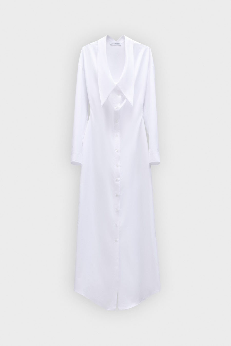 DRAGGED NECKLINE SATIN SHIRT DRESS