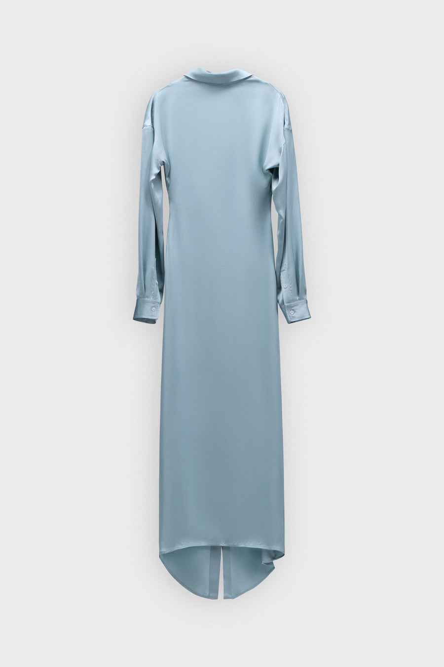 DRAGGED NECKLINE SATIN SHIRT DRESS
