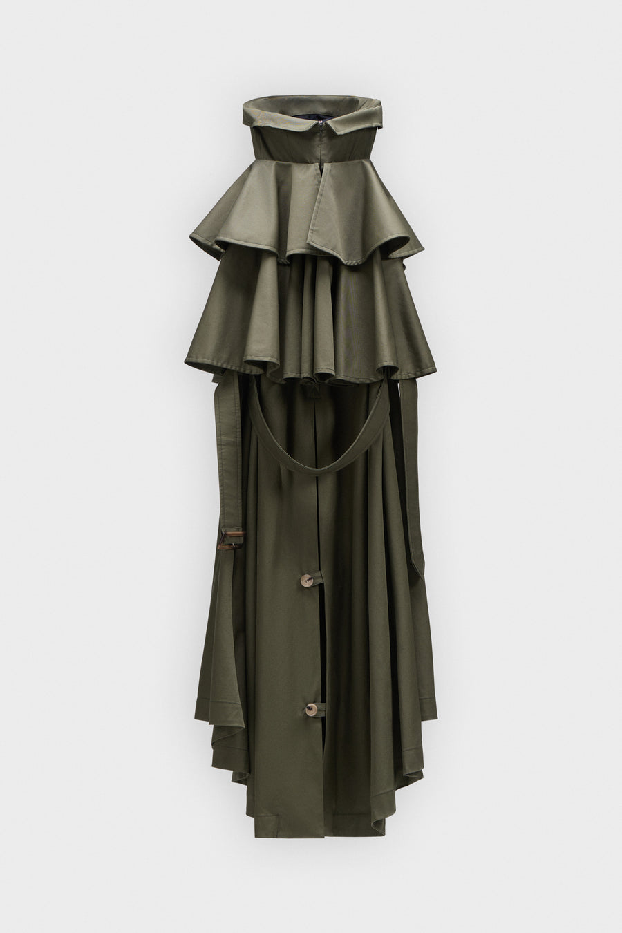 BOW DRAPE GABARDINE BALL GOWN