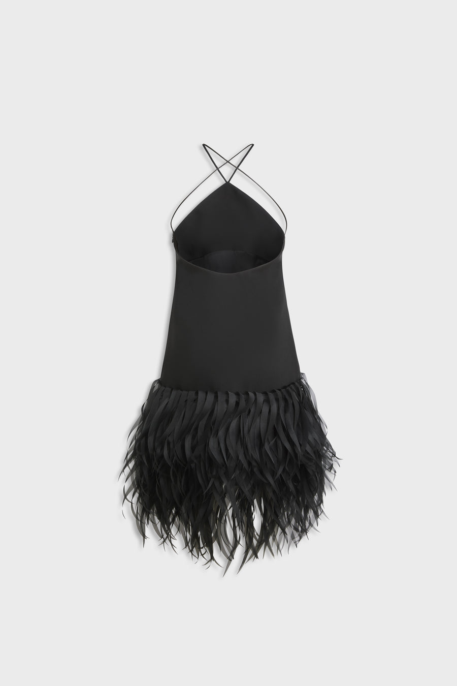 FEATHER HEM MINI DRESS