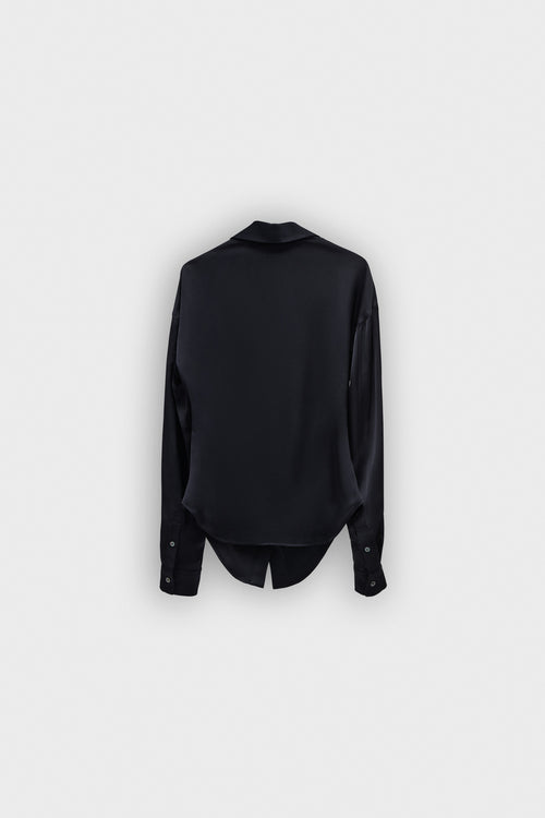 DRAGGED NECK SATIN SHIRT