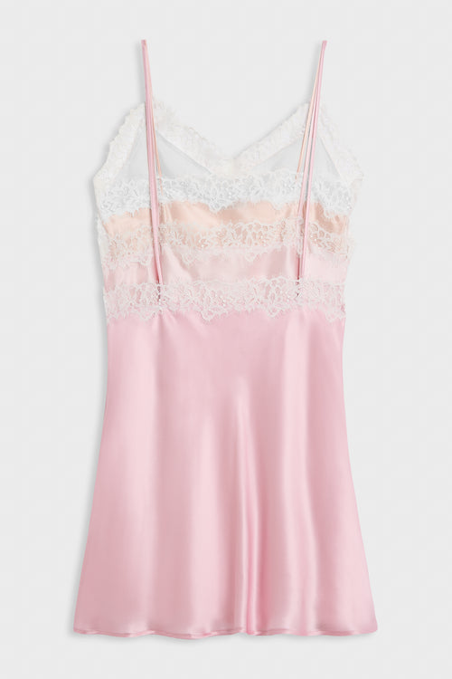 MULTI-LAYERED SILK LACE CAMI DRESS