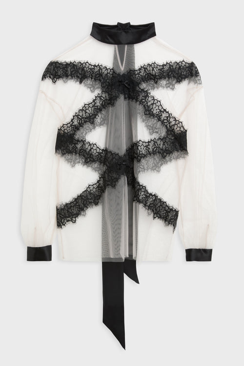 TULLE & LACE LONG SLEEVE BLOUSE