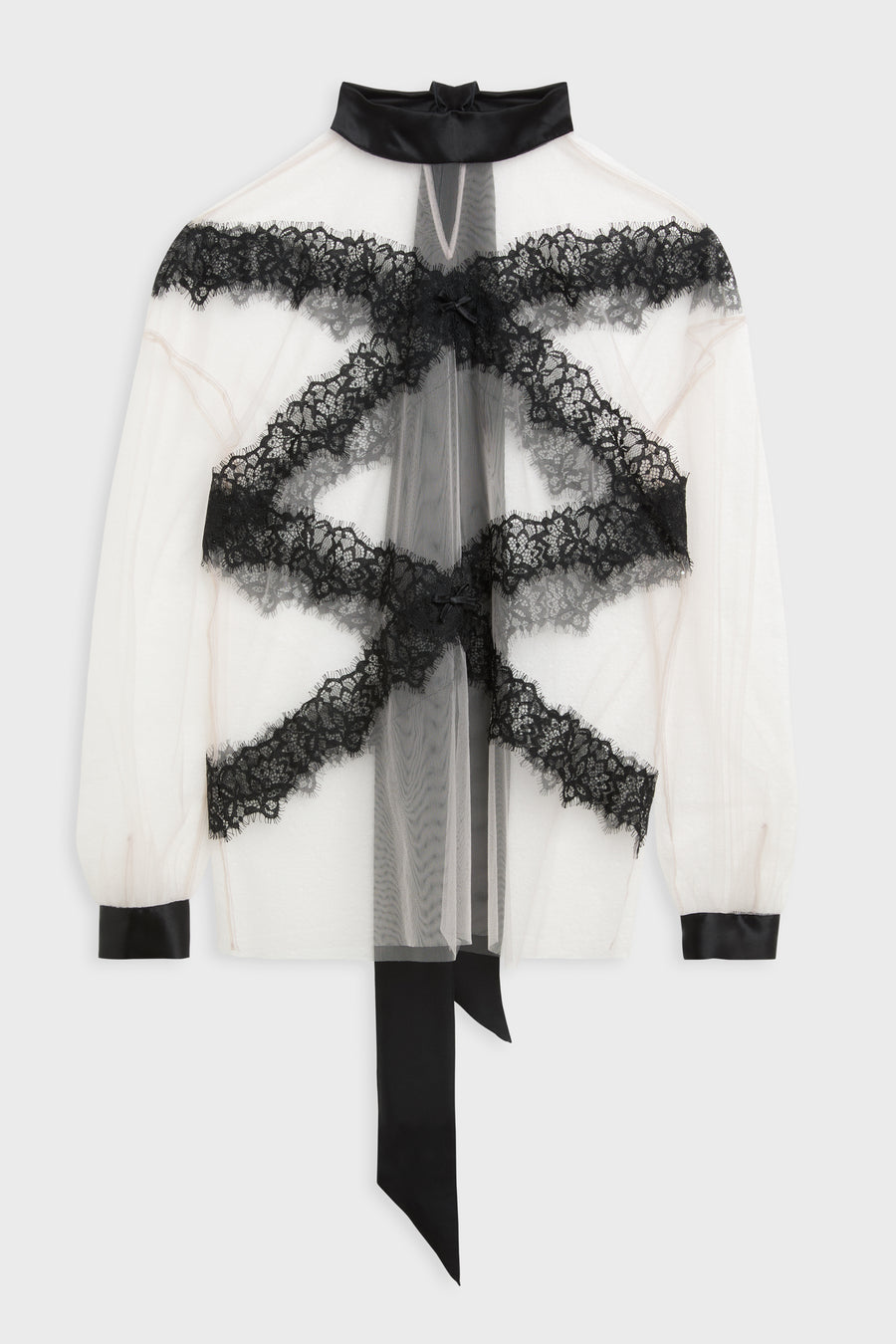 TULLE & LACE LONG SLEEVE BLOUSE